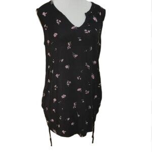 3/$25 Paisley sky maternity black pink flowers stretchy tank top size L
